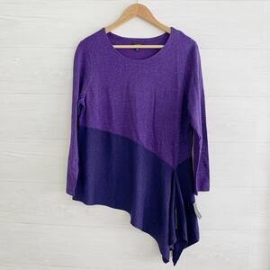 NWT Alfani - Purple metallic asymmetrical tunic sweater, L